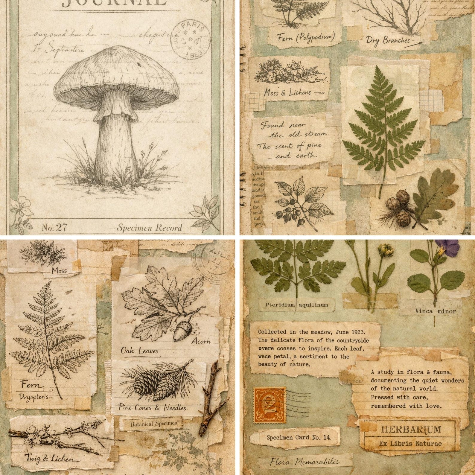 Woodland Mushrooms Junk Journal Kit – Vintage Botanical Ephemera - Etsy
