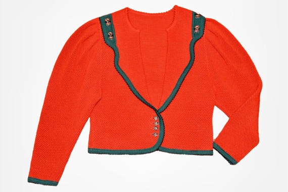 Austrian cardigan Dirndl sweater Puff sleeve card… - image 1