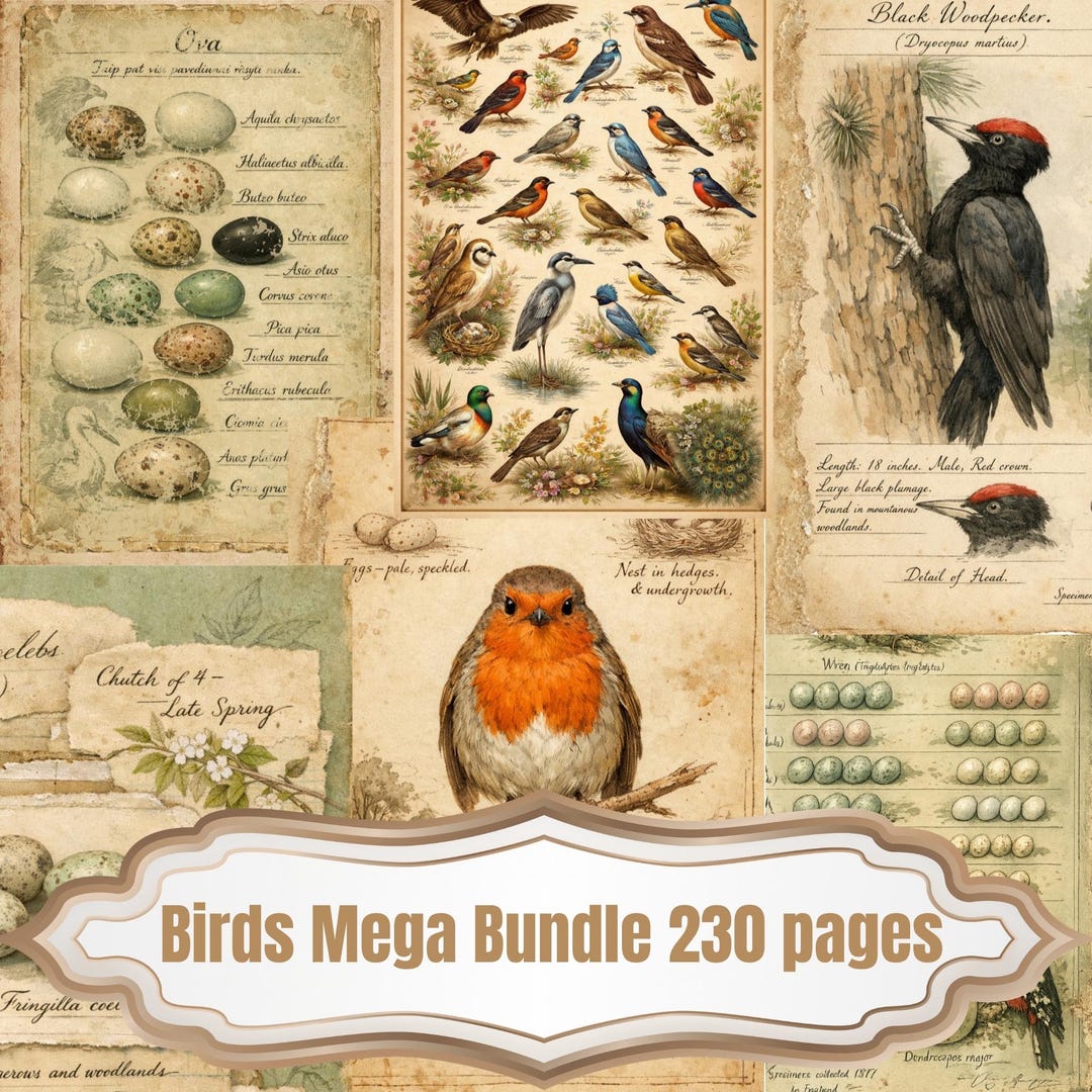 Bird Junk Journal Kit – Woodland Birds Mega Bundle Printable Journal ...