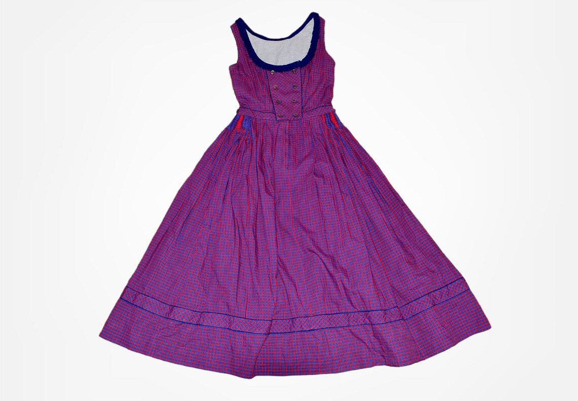 Purple cottagecore dress Vintage dirndl dress Summer cotton | Etsy