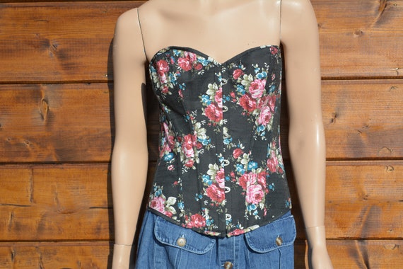 Floral corset Vintage boned corset Dance corset Si