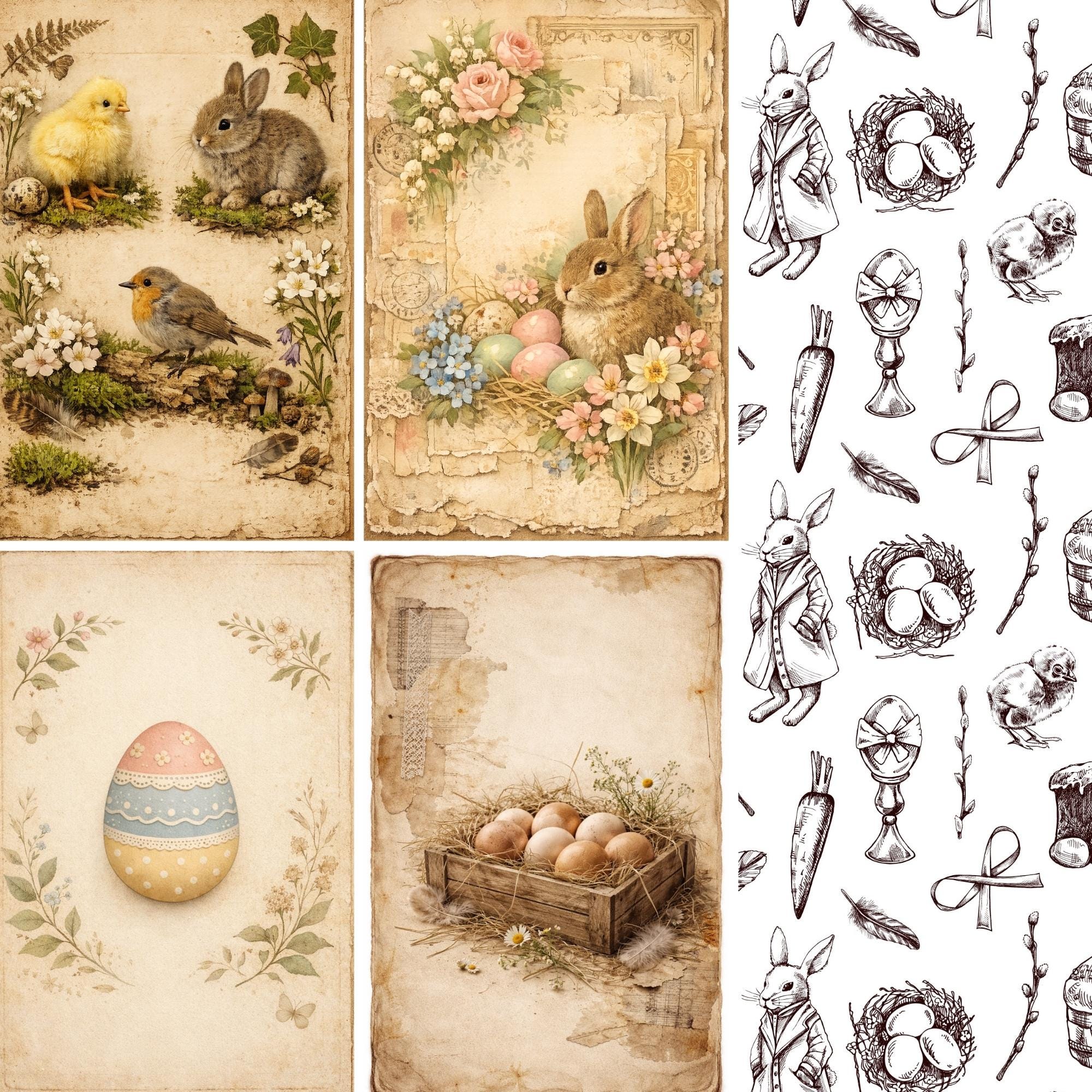 Vintage Easter Junk Journal Pages - Etsy