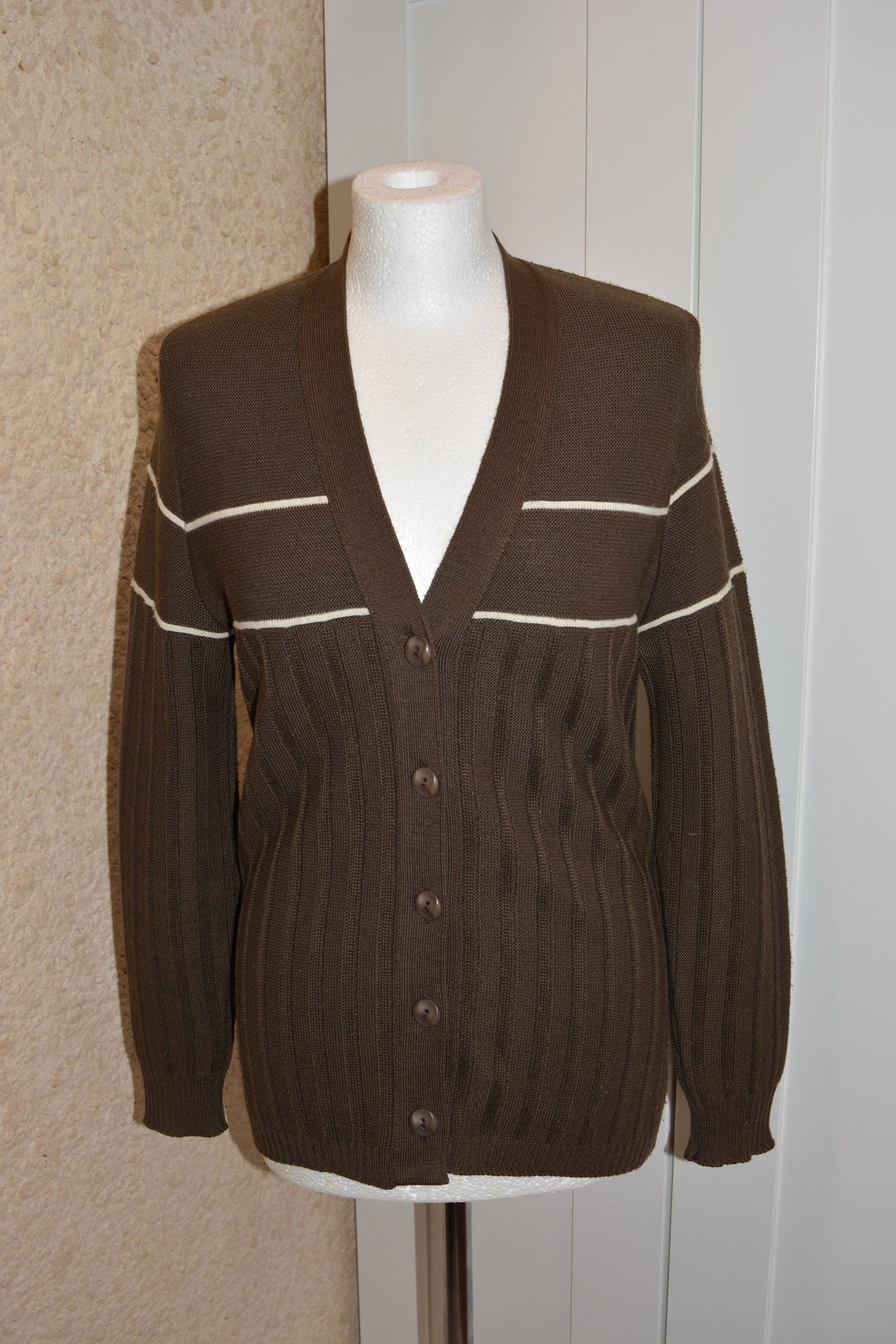 80's dark academia sweater Wool blend vintage cardigan | Etsy