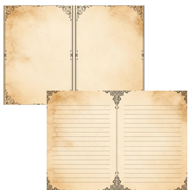 Antique Writing Paper Printable, Junk Journal Background Pages, Lined ...
