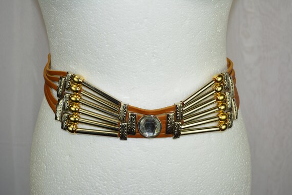 Vintage woman's dress belt with glass beaded Wais… - image 2