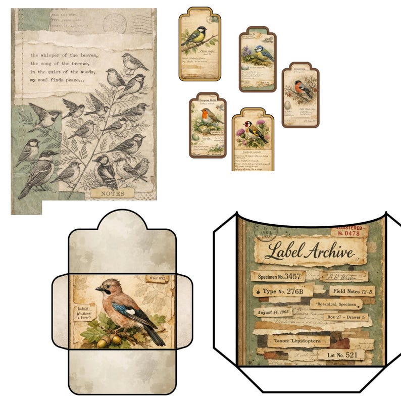 Bird Junk Journal Kit – Woodland Birds Mega Bundle Printable Journal ...