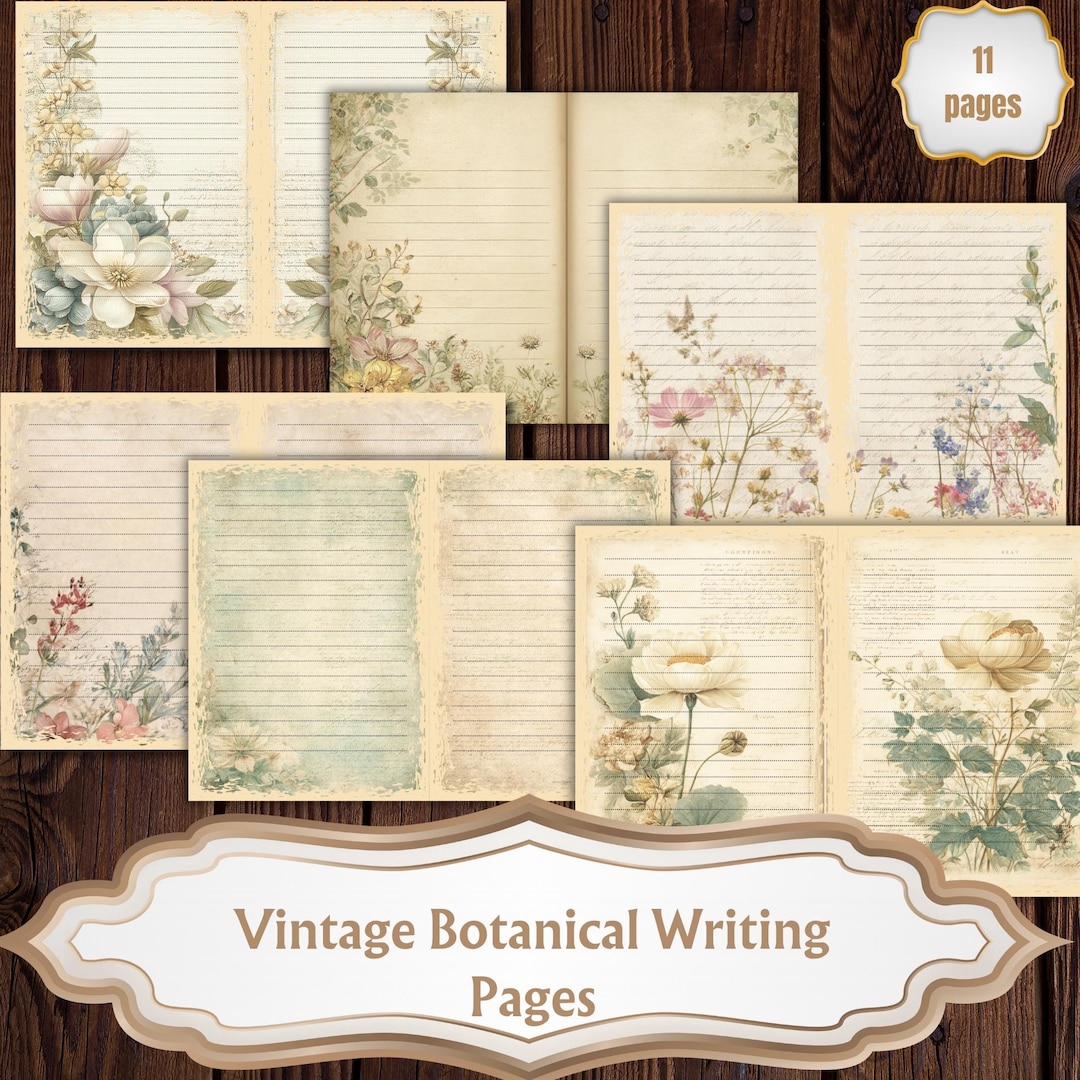 Vintage Botanical Writing Pages , Floral Lined Diary Paper - Etsy