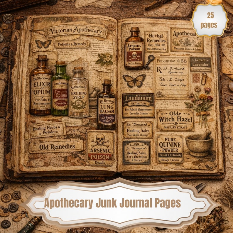 Vintage Apothecary Junk Journal Pages (digital Download A4 Size Jpgs ...