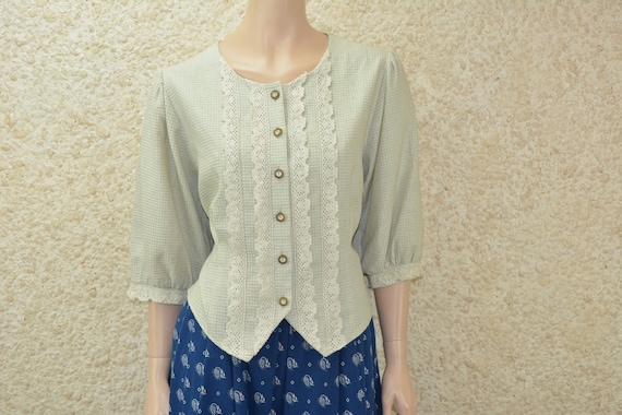 Vintage Bavarian style puffy sleeve blouse Size 42