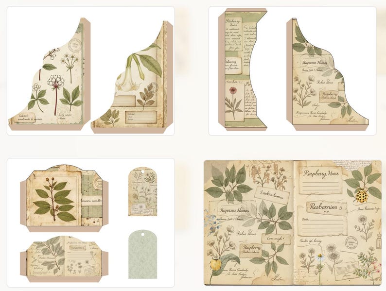 Vintage Botanical Journal Digital - Herbarium Pages , Nature Study Junk ...