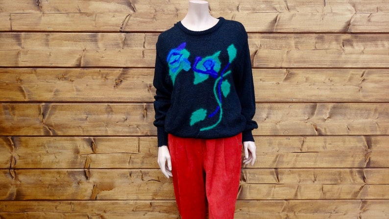 Vintage black floral sweater