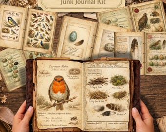 Bird Junk Journal Kit – Woodland Birds Mega Bundle Printable Journal Pages & Ephemera Digital Download