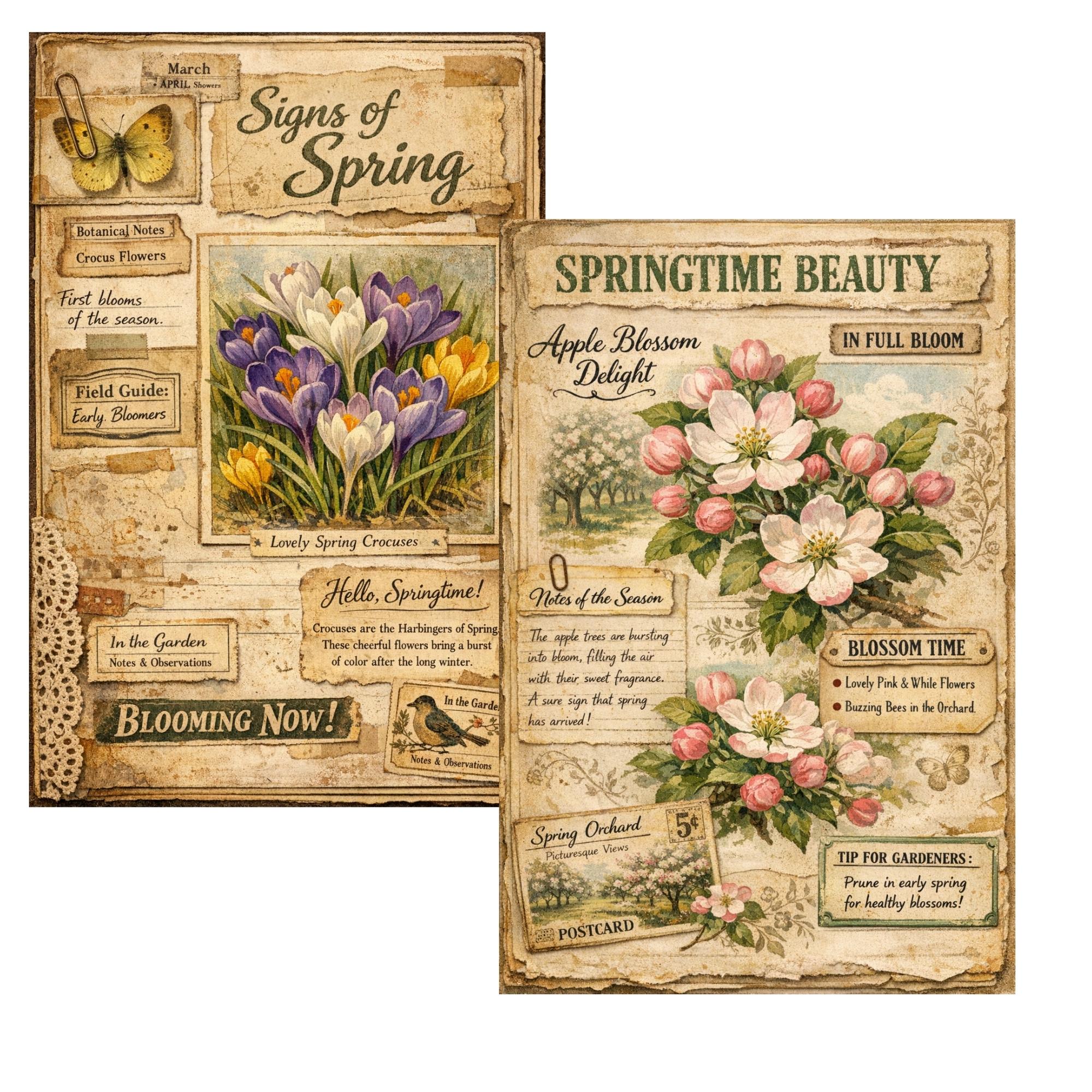 Spring Garden Journal – Vintage Botanical Junk Journal Kit, Scrapbook ...