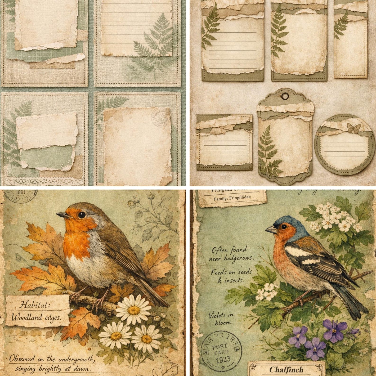 Woodland Bird Archive Printable Journal Kit Vintage Ornithology Pages woodland-bird-archive-printable-journal-kit-vintage-ornithology-pages