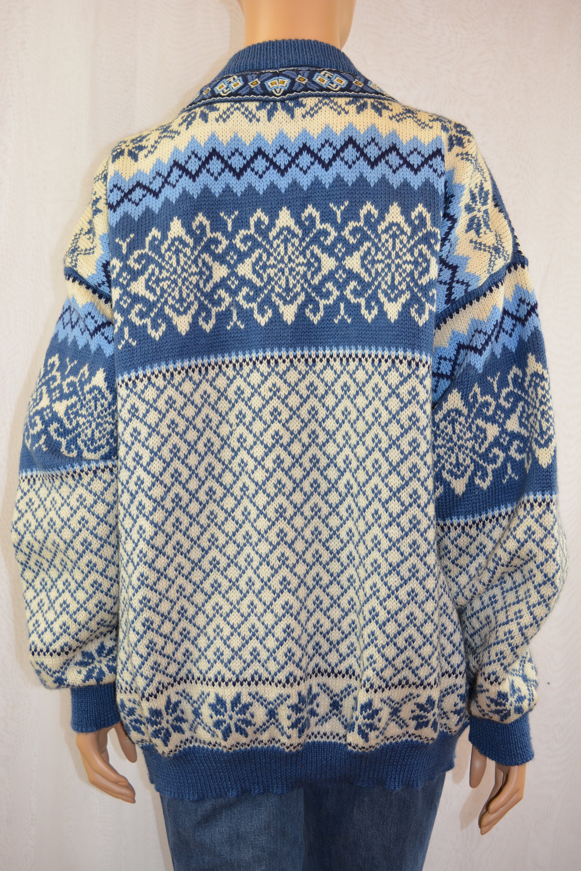 Wool vintage sweater Norwegian bunad Fair isle cardigan | Etsy
