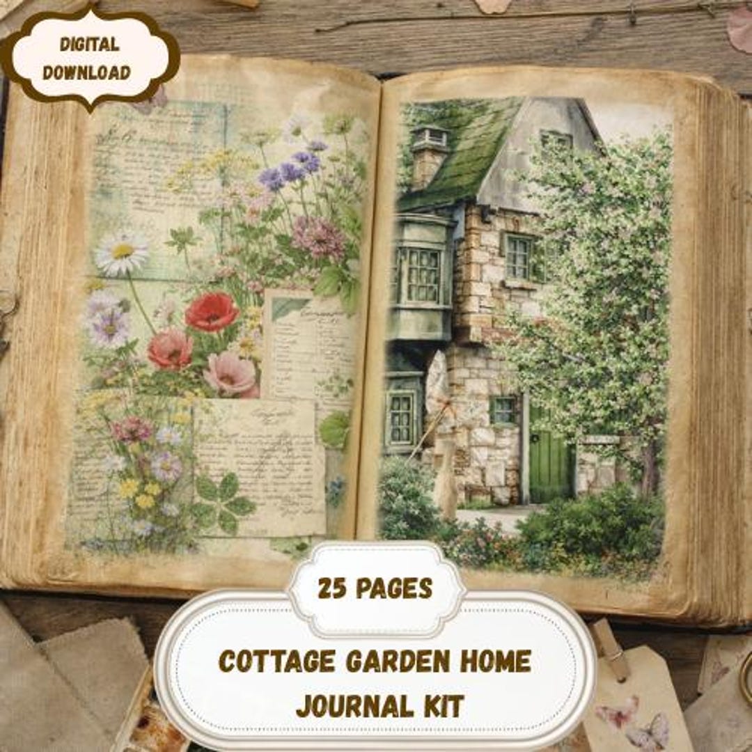 Cottage Garden Printable Junk Journal Kit, Vintage Garden Ephemera - Etsy