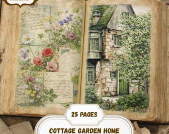 Cottage Garden Printable Junk Journal Kit, Vintage Garden Ephemera