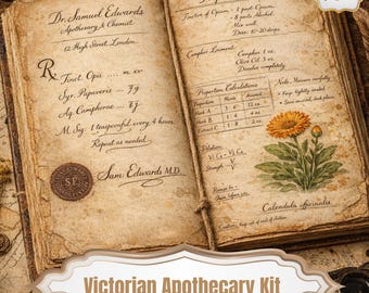Boticario Victoriano Vol. I - Kit Imprimible – Fórmulas Herbales, Diario Botánico, 69 Páginas (Descarga Digital)