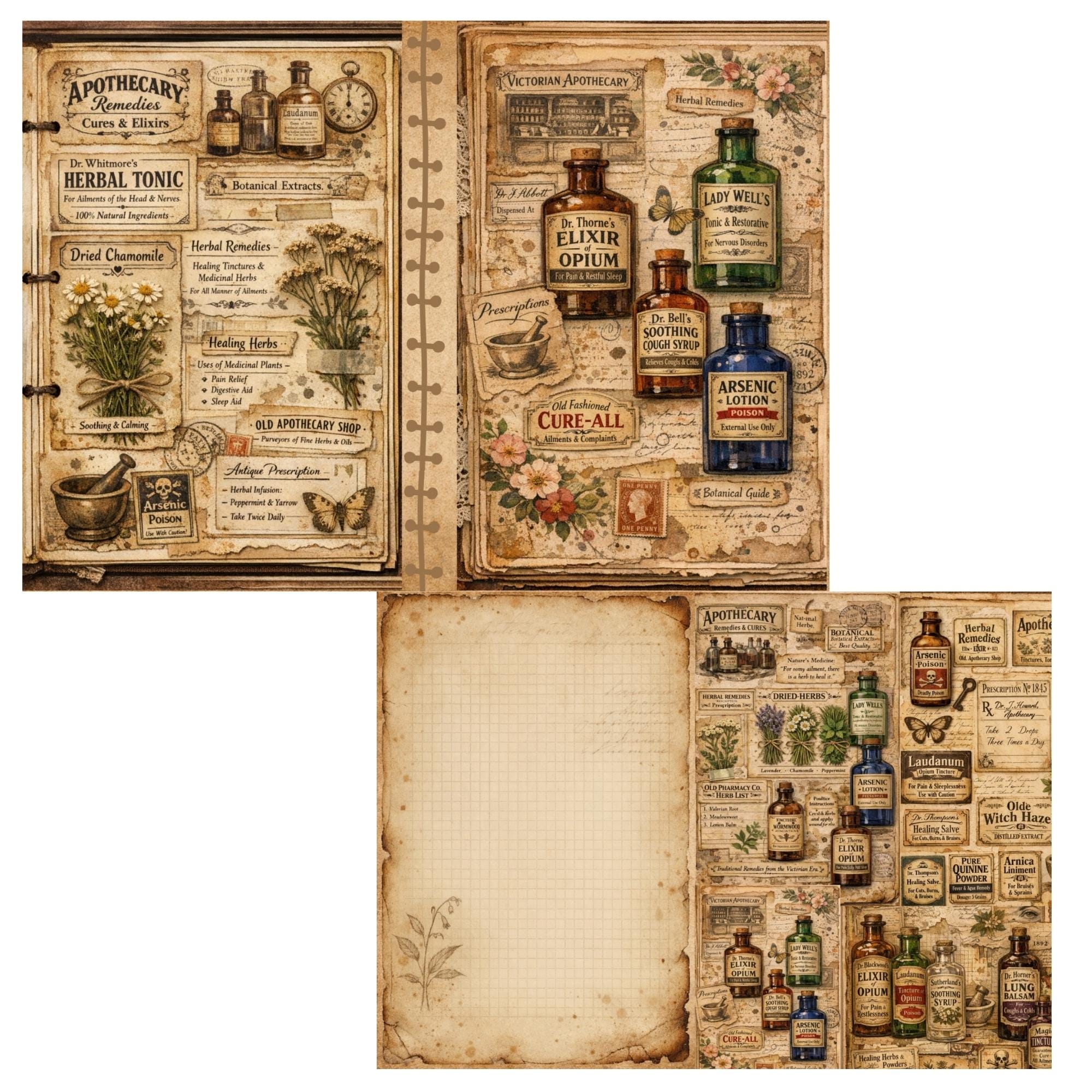 Vintage Apothecary Junk Journal Pages (digital Download A4 Size Jpgs ...