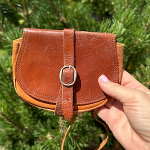 Petit sac à bandoulière en cuir pour femme Purse marron vintage