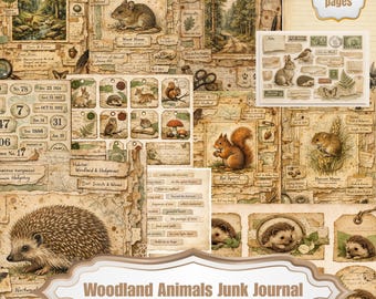 Kit de diario creativo con animales pequeños del bosque, efímeros de criaturas del bosque, páginas imprimibles para diario (descarga digital)