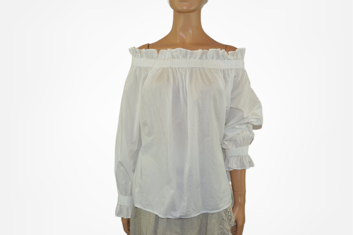 Medieval White Blouse Open Shoulder Blouse White Vintage Top - Etsy Denmark