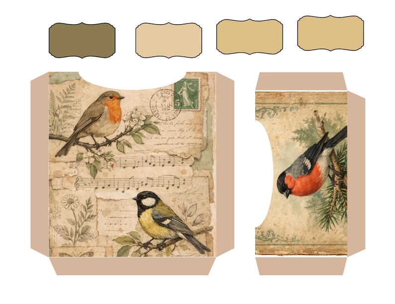 Kit imprimible para diario de archivo de aves del bosque, páginas de ornitología vintage, descarga digital para diario creativo. imagen 16