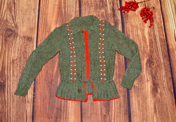 Austrian vintage sweater Dirndl hand knitted swea