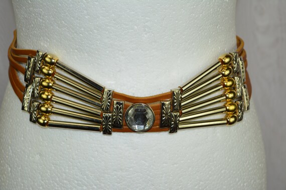 Vintage woman's dress belt with glass beaded Wais… - image 5