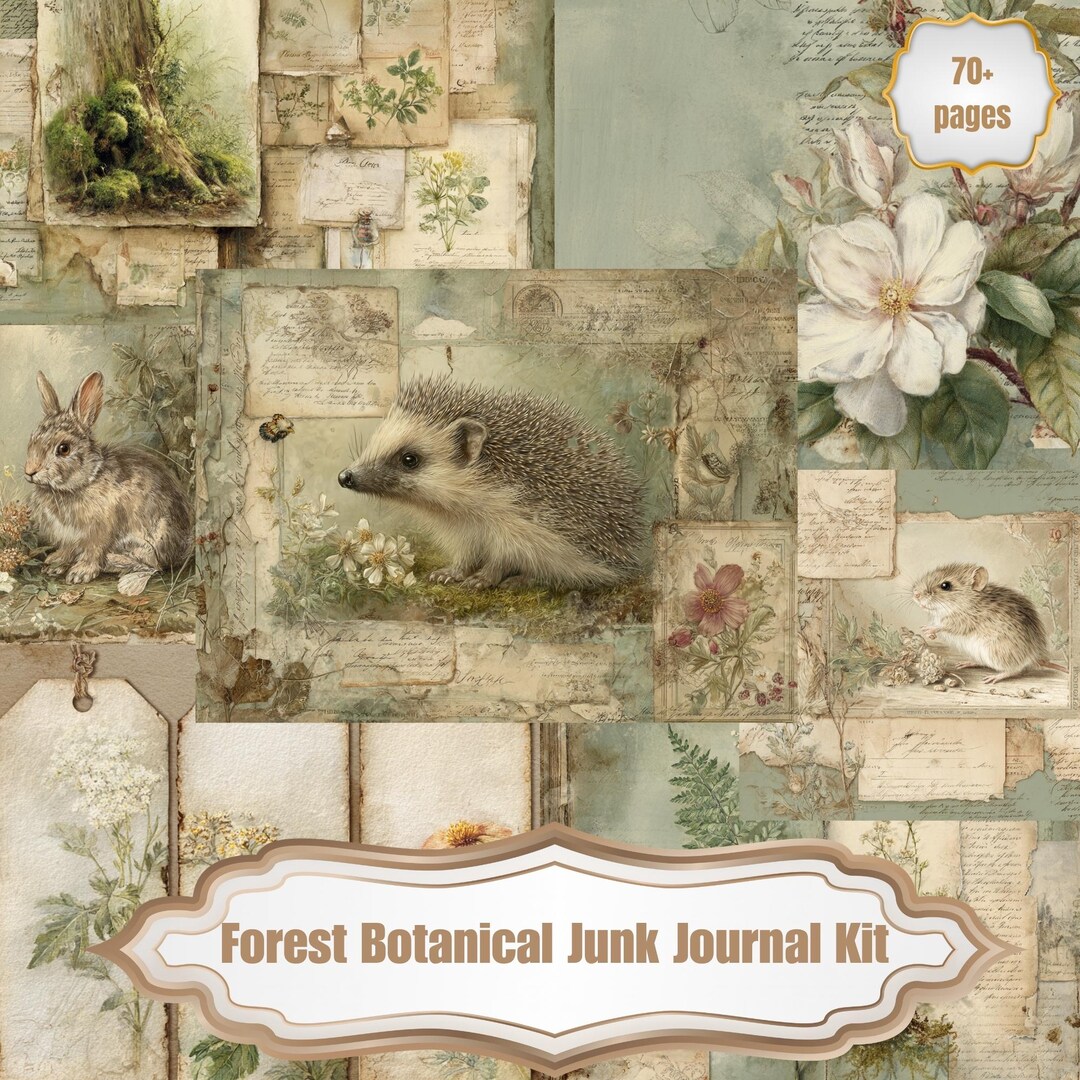 Forest Botanical Junk Journal Kit, Vintage Woodland Ephemera, Birds ...