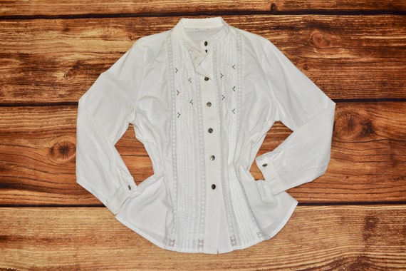 Austrian blouse Vintage white dirndl blouse