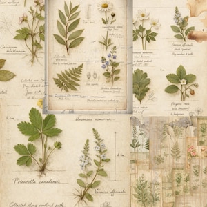 Vintage Herbarium Pages – Botanical Journal Printables, Antique Plant Illustrations, Nature Study Junk Journal Kit image 7