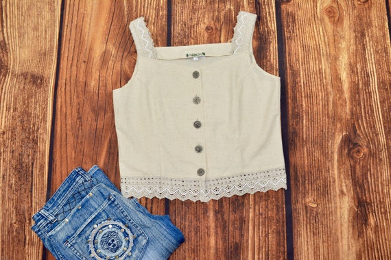 Cottagecore blouse Cotton dirndl blouse Size 40
