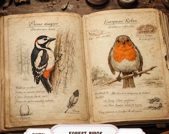 Forest Birds Junk Journal| Vintage Field Notes Kit