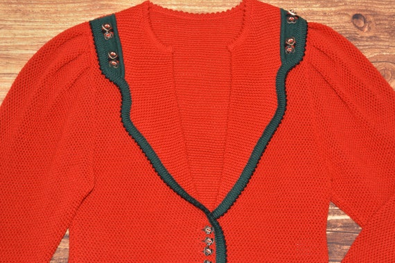 Austrian cardigan Dirndl sweater Puff sleeve card… - image 6