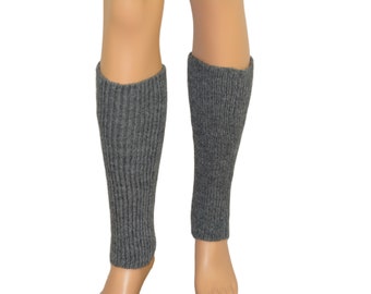 Wool grey leg warmers Handmade from 100% recycled yarns