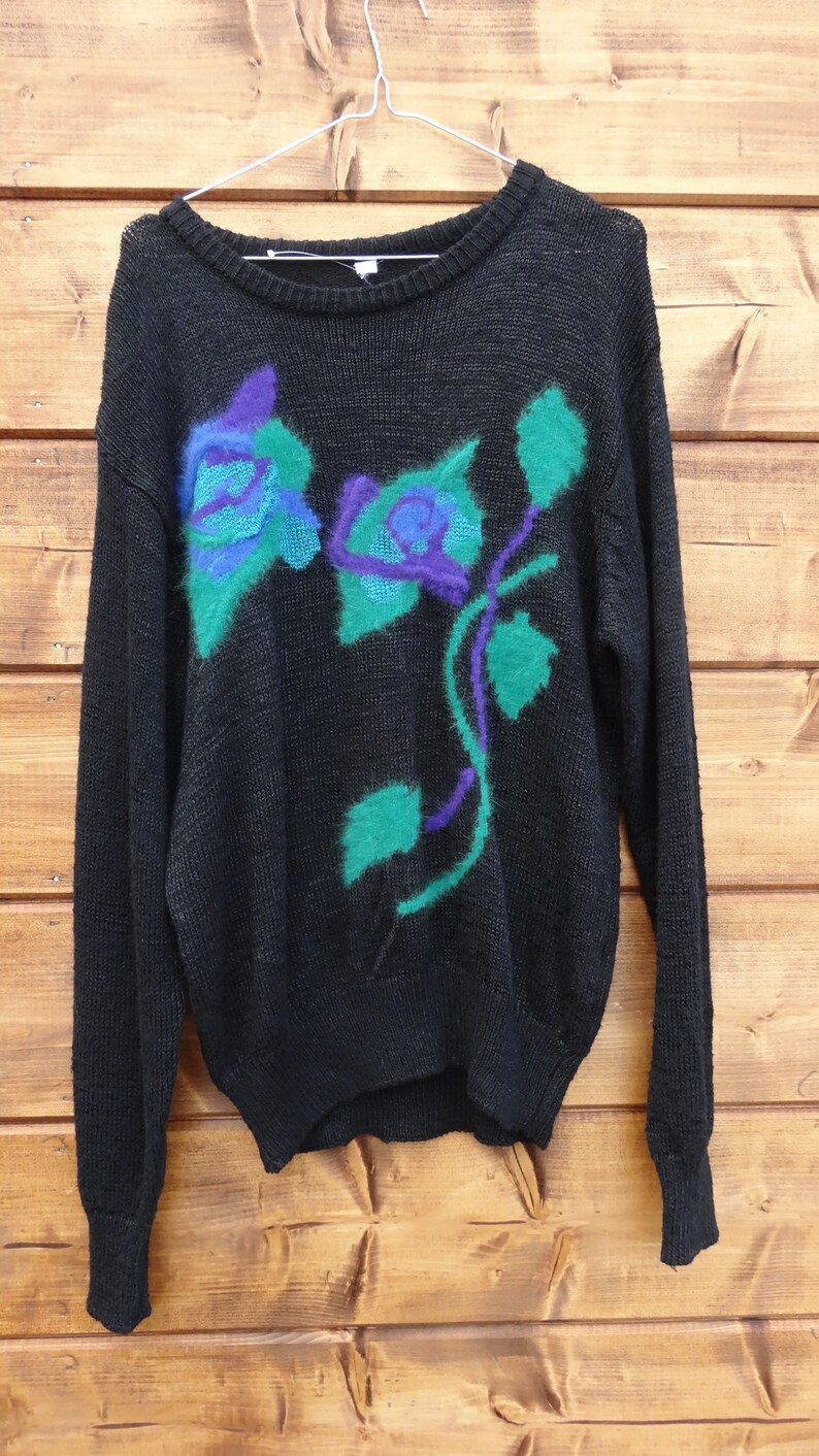 Vintage black floral sweater
