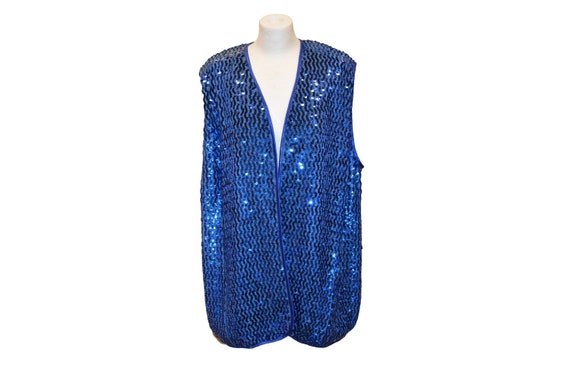 Blue sequin waistcoat sale