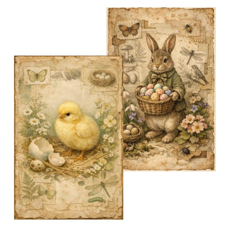Vintage Easter Junk Journal Pages - Etsy