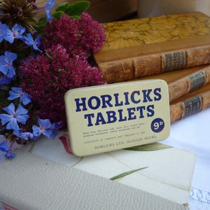 Vintage HORLICKS Tin - Original Vintage Tin (use to hold 20 tablets) / Retro Kitchenalia / Collectable Advertisement merchandise