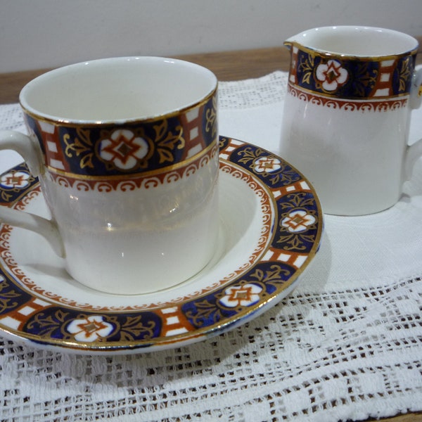 Vintage Coffee Cup and Saucer & Creamer/ Balmoral by Woodsware RD No 726693 A 3/79 Ralph Enoch 1930s chinaware