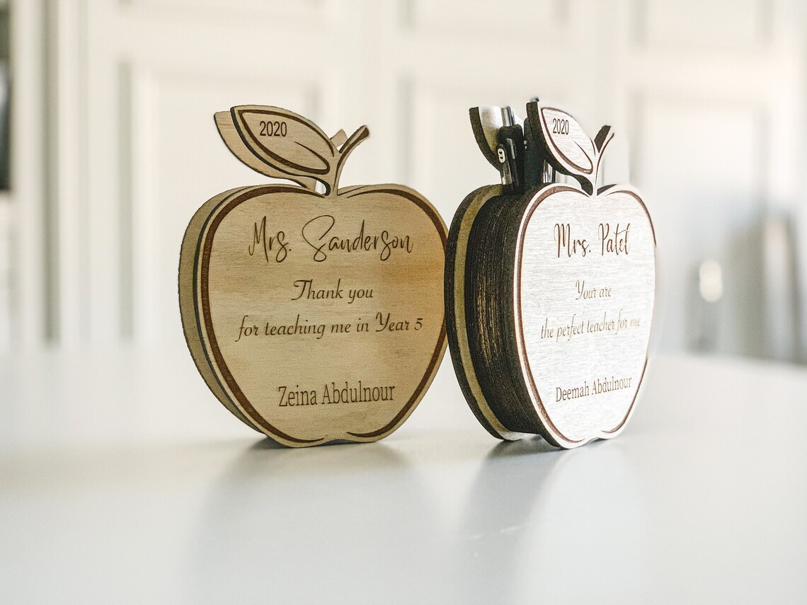 Personalized Wooden Apple for Teachers Teacher Gift Name Plate & Pencil