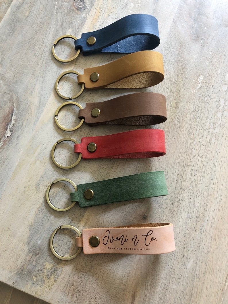 Leather strap keychain