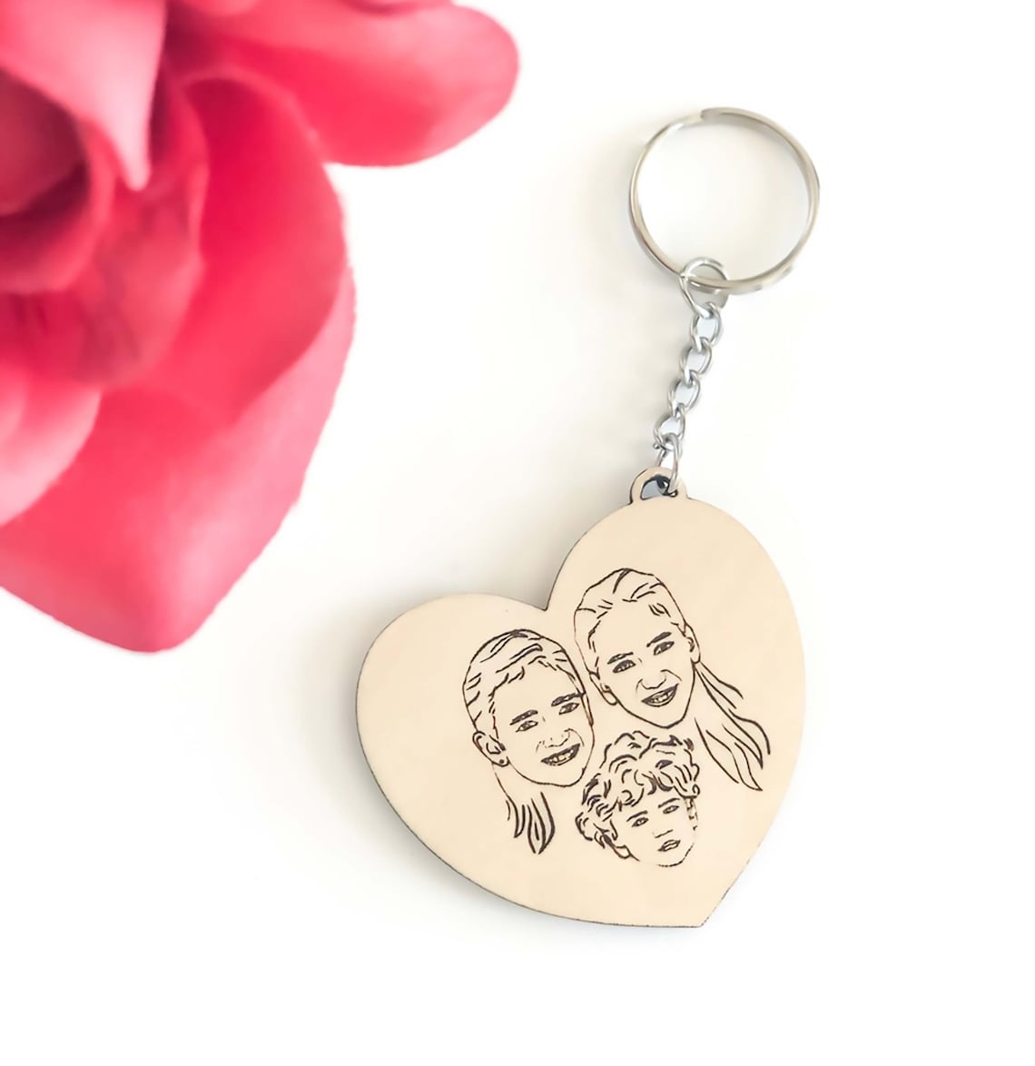Customized Keychain Portrait Keychain Family Portrait Etsy