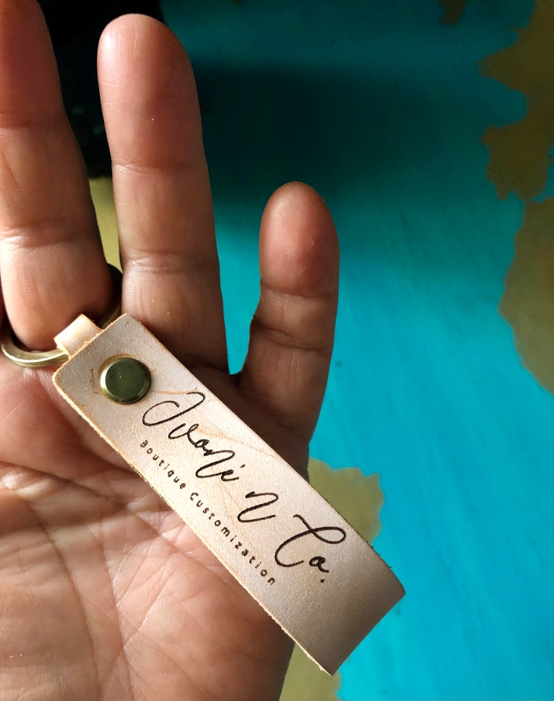 Leather strap keychain
