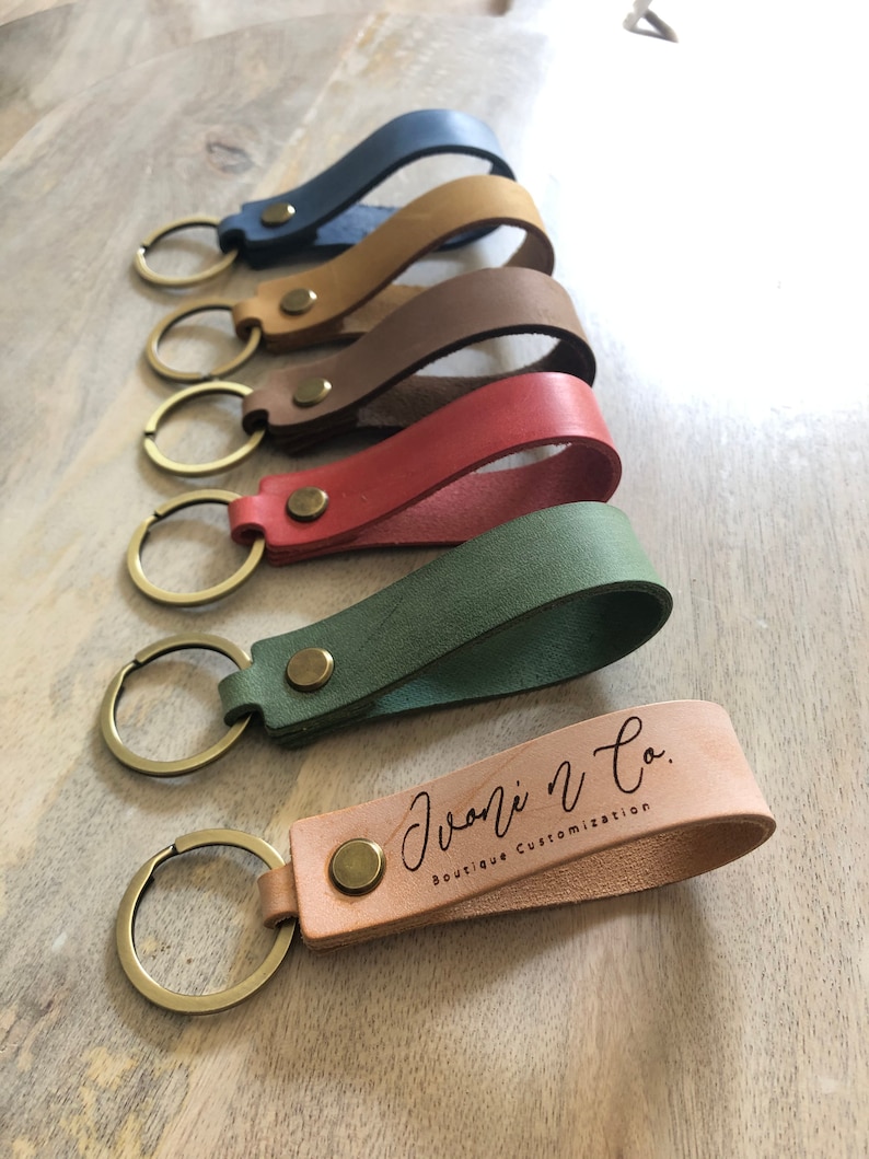 Leather strap keychain