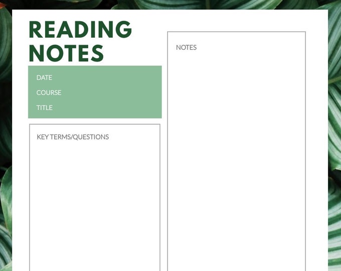Reading Notes Sample This item is unavailable - Etsy