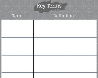 Terms & Definitions Printable | Key Terms | Student Printable ...