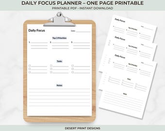 Digitaler Kalender zum ausdrucken | US Letter PDF | Einfache Prioritäten- & Aufgabenliste | Sofort Download