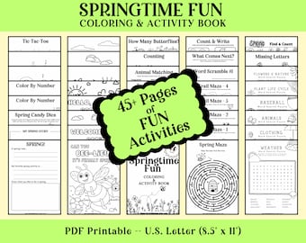 Spring Activity Printable Bundle: Coloring Pages, Word Searches (PDF Download)